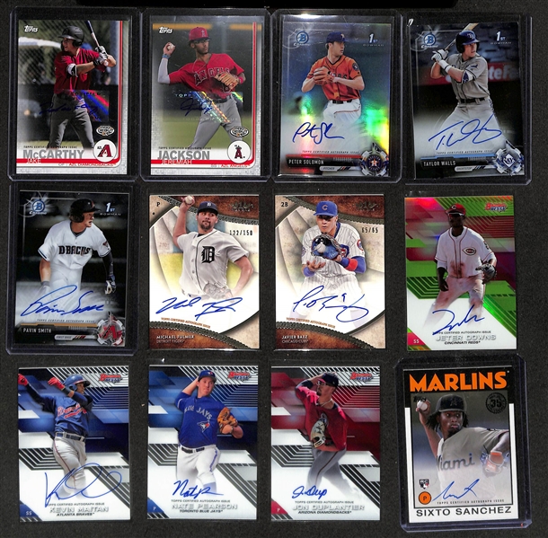 Large Collection (5-Row Box) of Modern Baseball Cards w. 80+ Autographs (Inc. Strawberry, M. Gore), Inserts, Rookies  (Ichiro, Judge, Utley), Relics, +