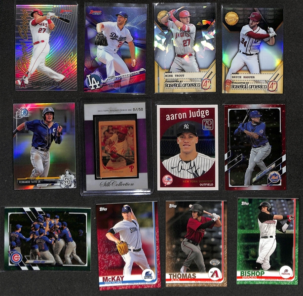 Large Collection (5-Row Box) of Modern Baseball Cards w. 80+ Autographs (Inc. Strawberry, M. Gore), Inserts, Rookies  (Ichiro, Judge, Utley), Relics, +