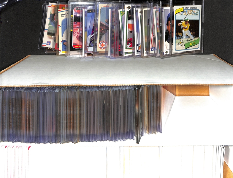 Baseball Card Lot (2-Row Box) w. 150+ Rookie Cards (1978-1990s) Inc. Rickey Henderson, Eddie Murray, Ken Griffey Jr. , +