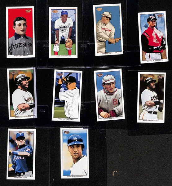(200+) 2002 Topps T206 Mini Cards w. (16) Bat or Jersey Relics (Inc. Tris Speaker, Piazza, Bonds, Chipper Jones, +) & (3) Autographs (Inc. M. Ordonez)