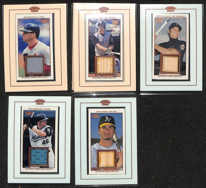(200+) 2002 Topps T206 Mini Cards w. (16) Bat or Jersey Relics (Inc. Tris Speaker, Piazza, Bonds, Chipper Jones, +) & (3) Autographs (Inc. M. Ordonez)