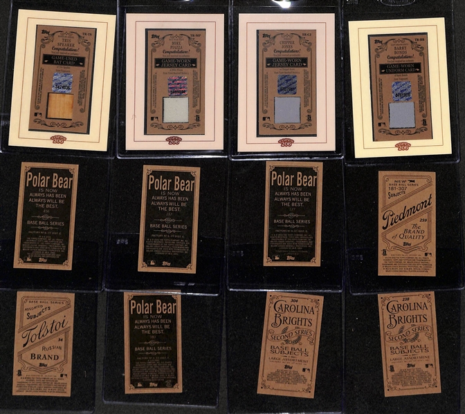 (200+) 2002 Topps T206 Mini Cards w. (16) Bat or Jersey Relics (Inc. Tris Speaker, Piazza, Bonds, Chipper Jones, +) & (3) Autographs (Inc. M. Ordonez)