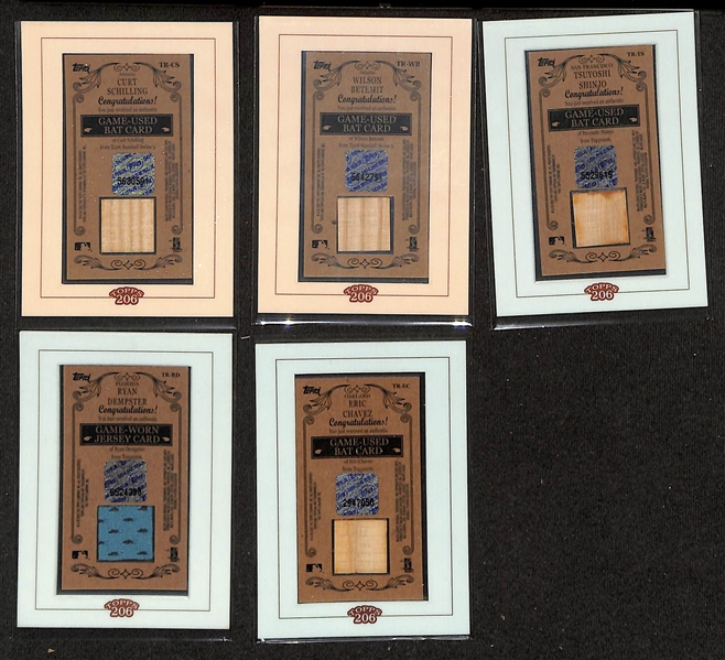(200+) 2002 Topps T206 Mini Cards w. (16) Bat or Jersey Relics (Inc. Tris Speaker, Piazza, Bonds, Chipper Jones, +) & (3) Autographs (Inc. M. Ordonez)