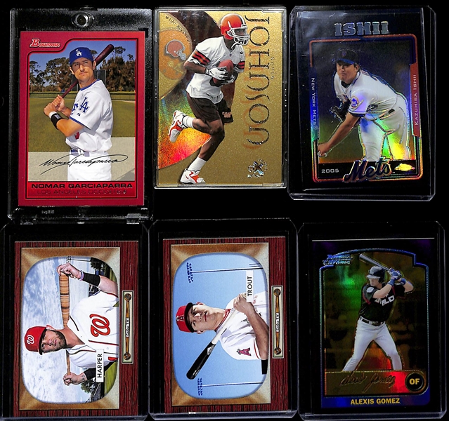 Sports Card Lot w. 2006 Bowman Nomar Garciapara #1/1, Frank Gore #2/10, Marshall Faulk E-X2000 #19/27, (50) Shohei Ohtani 50/50 Club Cards (Inc. 1 Refractor), +