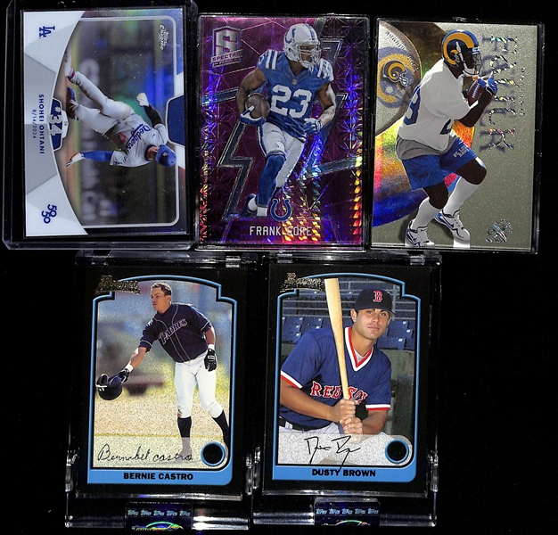 Sports Card Lot w. 2006 Bowman Nomar Garciapara #1/1, Frank Gore #2/10, Marshall Faulk E-X2000 #19/27, (50) Shohei Ohtani 50/50 Club Cards (Inc. 1 Refractor), +