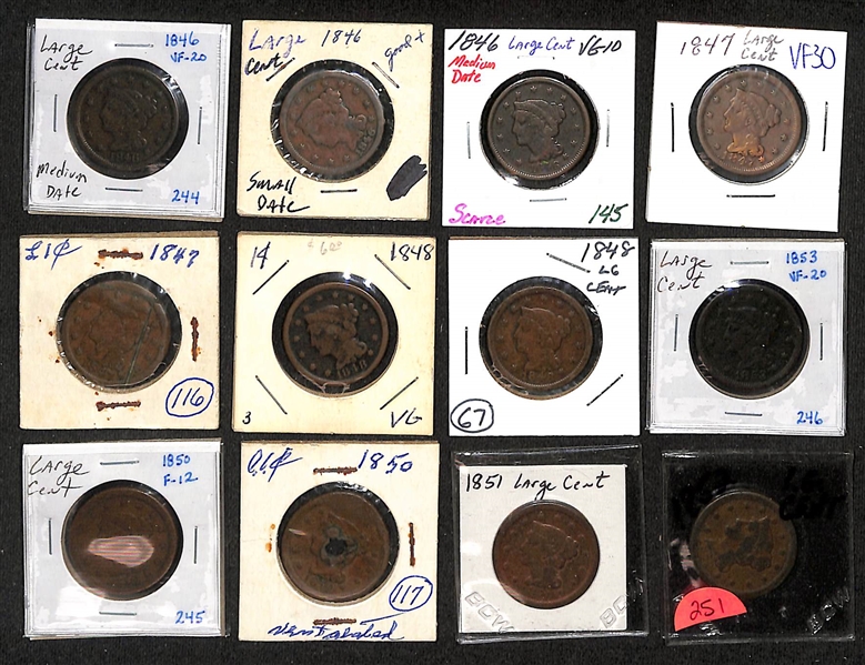 Lot of (24) 1846-1856 Matron Head Large Cents