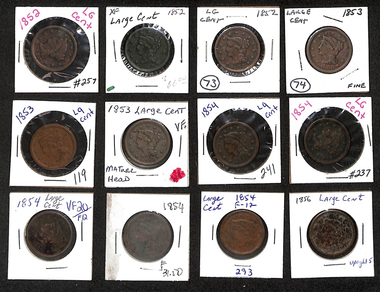 Lot of (24) 1846-1856 Matron Head Large Cents