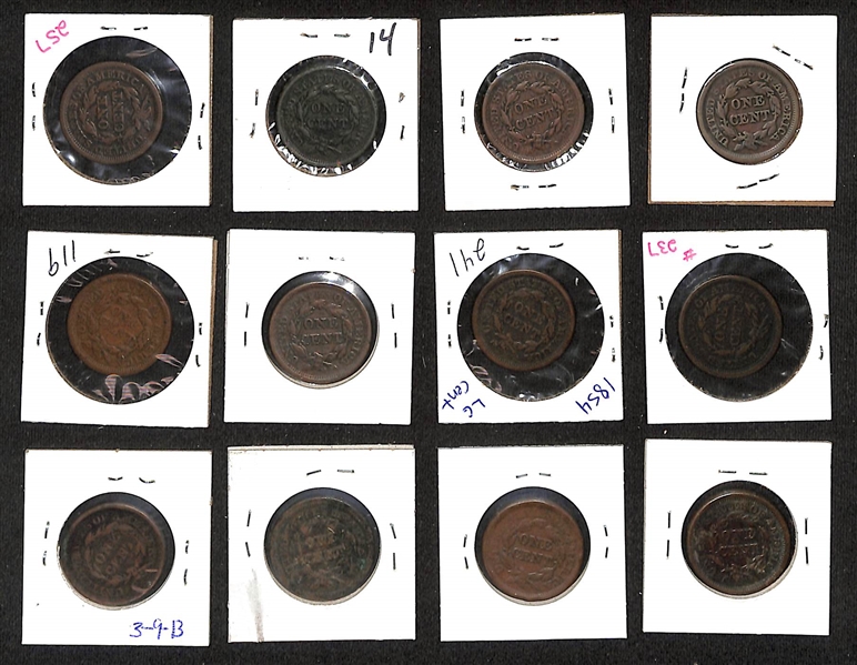 Lot of (24) 1846-1856 Matron Head Large Cents