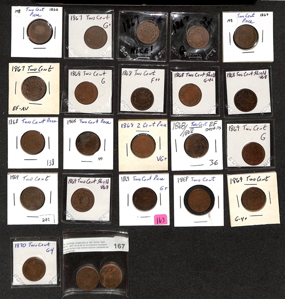 Lot of (43) 1864-1871 Two-Cent Pieces