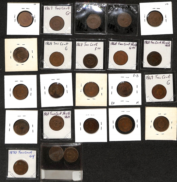 Lot of (43) 1864-1871 Two-Cent Pieces