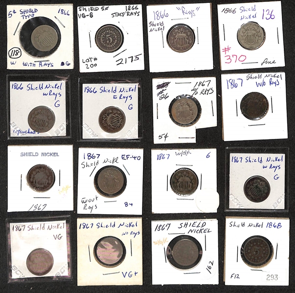 Lot of (33) 1866-1883 Shield Nickels