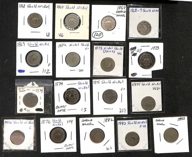 Lot of (33) 1866-1883 Shield Nickels