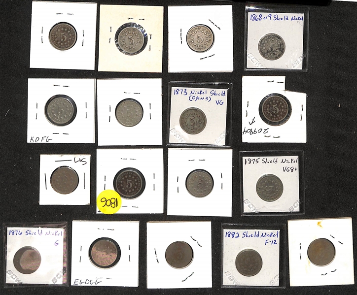 Lot of (33) 1866-1883 Shield Nickels