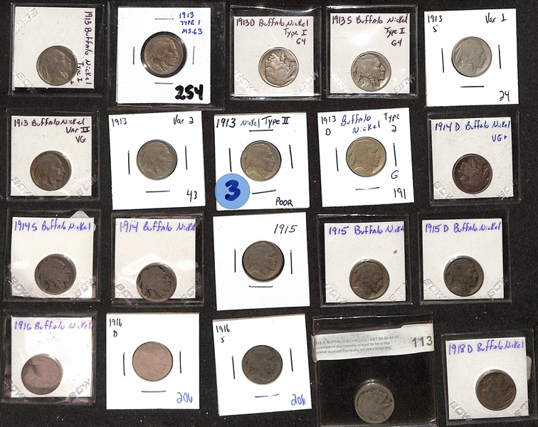 Lot of (75) 1913-1938 Buffalo Nickels (Indian Nickels)