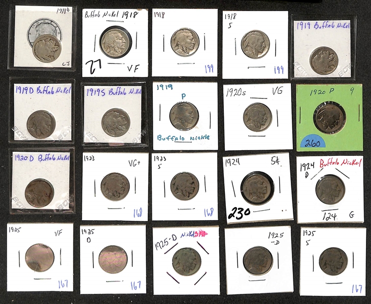 Lot of (75) 1913-1938 Buffalo Nickels (Indian Nickels)
