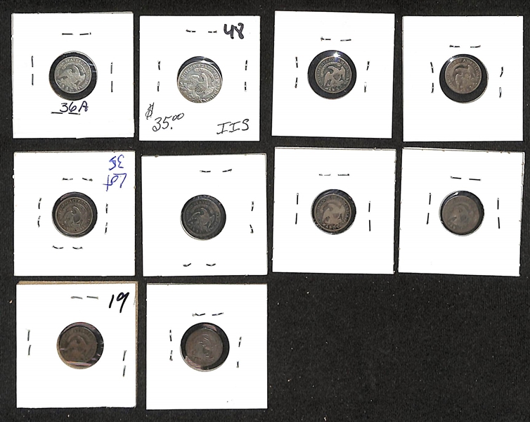 Lot of (10) 1830-1837 Silver Capped Bust Half Dimes