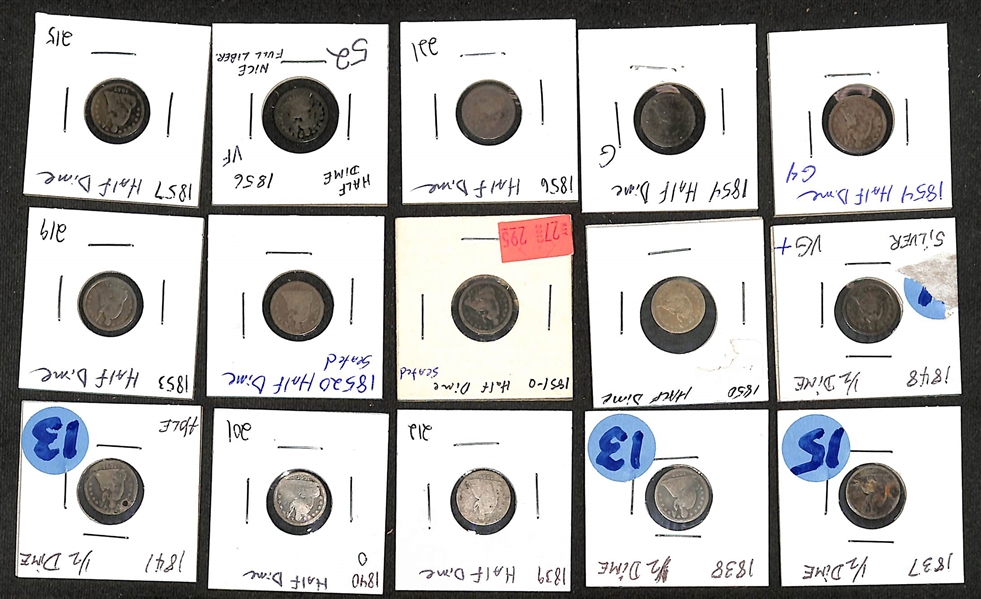 Lot of (25) 1837-1872 Silver Liberty Seated Half Dimes