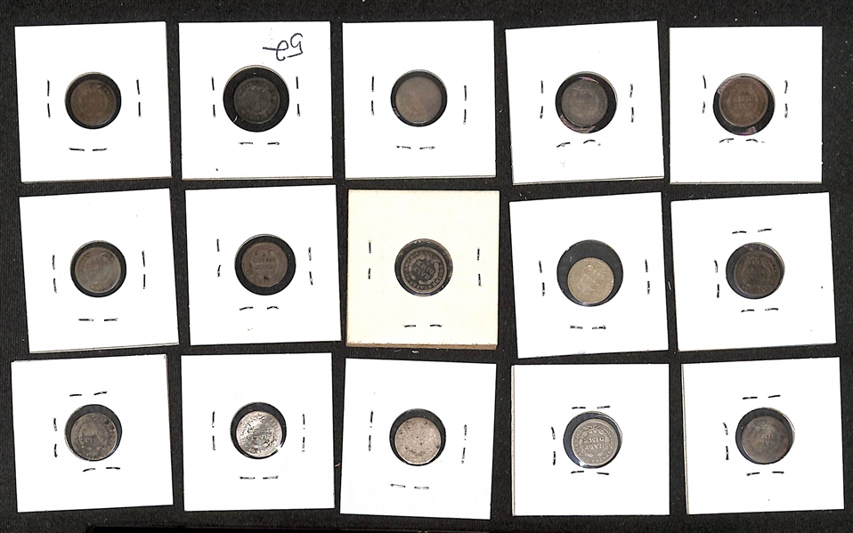 Lot of (25) 1837-1872 Silver Liberty Seated Half Dimes
