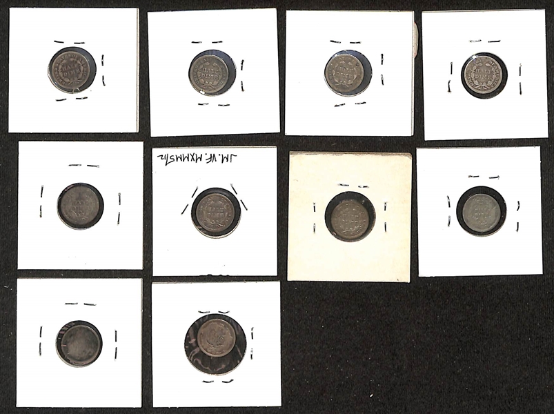 Lot of (25) 1837-1872 Silver Liberty Seated Half Dimes