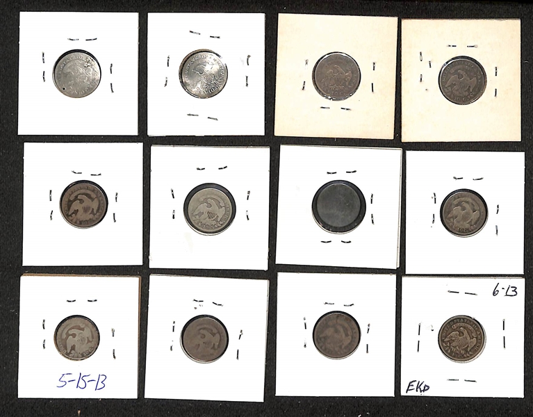 Lot of (12) 1821-1836 Silver Capped Bust Dimes