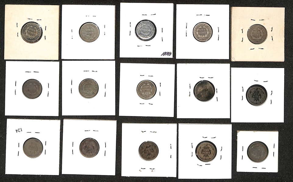 Lot of (25) 1837-1891 Silver Liberty Seated Dimes