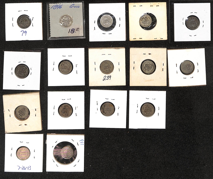Lot of (16) 1892-1916 Silver Barber Dimes w. 1904-S