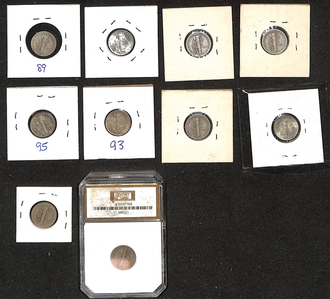 Lot of (10) 1921-1945 Silver Mercury Dimes w. (2) 1921 - (1 Graded VF20)
