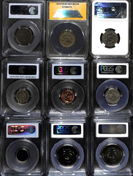 Lot of (9) 1809-1972 Graded Coins w. 1809 1/2 Cent PCGS G04