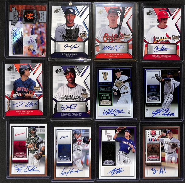 Large Collection (5-Row Box) of 1970s-Modern Baseball Cards w. 35 Autographs (Inc. Gooden & David Price), Relics, Rookies, Inserts & Common Cards (Some Sets & Partial Sets)