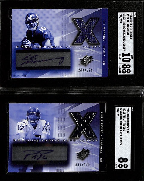 2004 Upper Deck SPx NFL Rookie SPXciting Autograph Rookie Card Set (All 31 Cards) w.  Eli Manning SGC 8 (10 Auto) , Ben Roethlisberger SGC 8 (10 Auto), Philip Rivers SGC 8, Larry Fitzgerald SGC 8.5, +