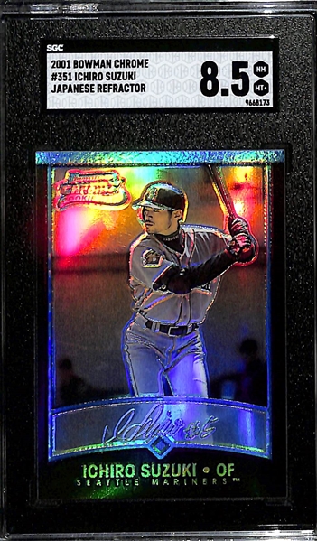 2001 Bowman Chrome Ichiro Suzuki Rookie Refractor Variation #351 SGC 8.5 (Japanese Writing on Back)