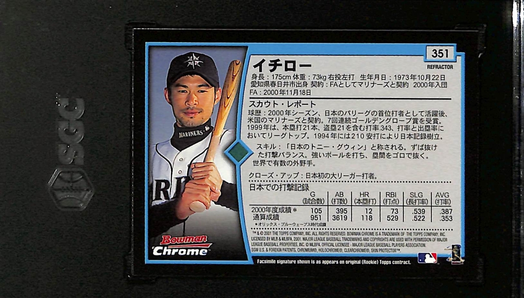 2001 Bowman Chrome Ichiro Suzuki Rookie Refractor Variation #351 SGC 8.5 (Japanese Writing on Back)