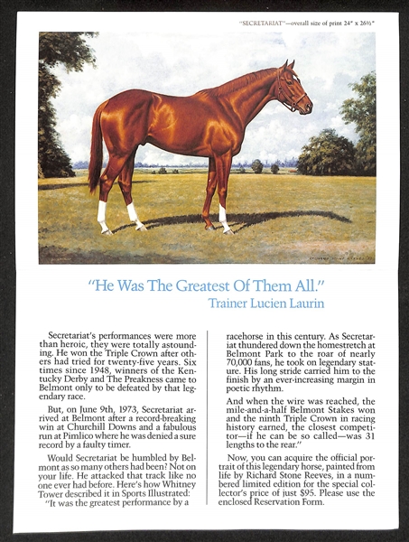 Limited Edition Framed & Matted Secretariat Print w. 3 Signatures #/850 (JSA Auction Letter)