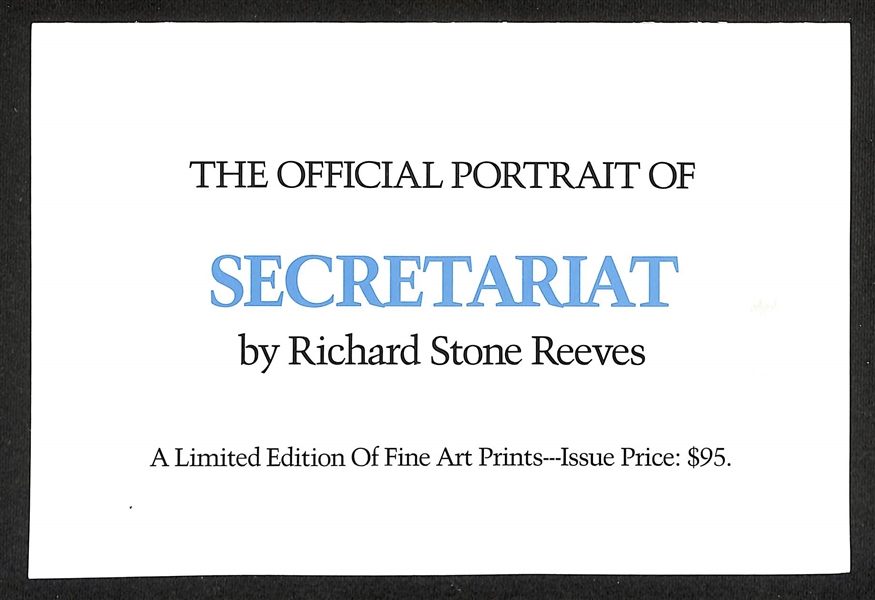 Limited Edition Framed & Matted Secretariat Print w. 3 Signatures #/850 (JSA Auction Letter)