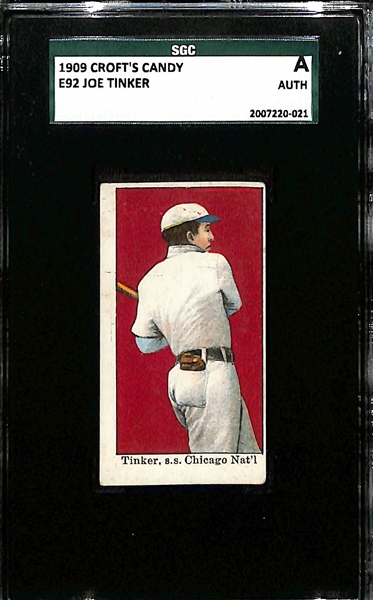1909 Croft's Candy Joe Tinker E92 SGC Authentic