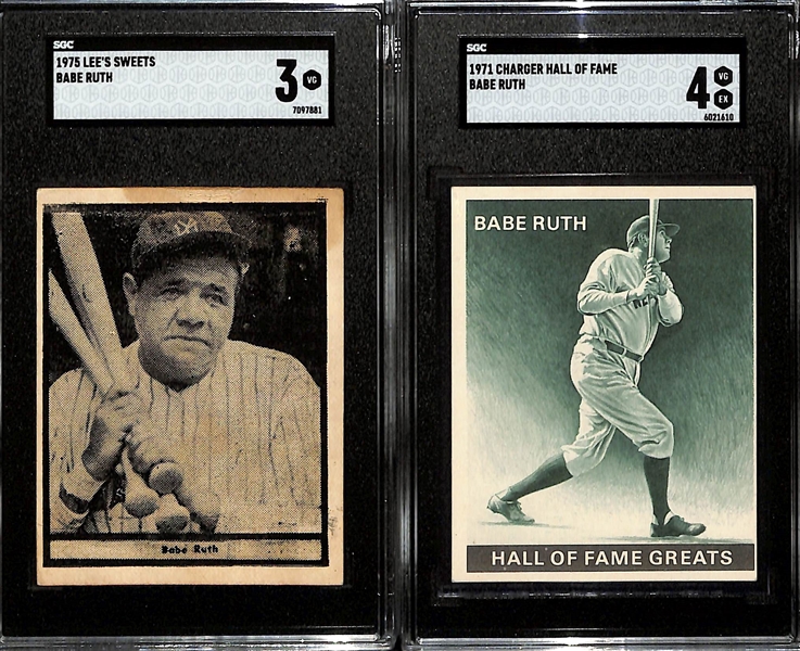 1976 Lee's Sweets Babe Ruth SGC 3 & 1971 Charger Hall of Fame Babe Ruth SGC 4