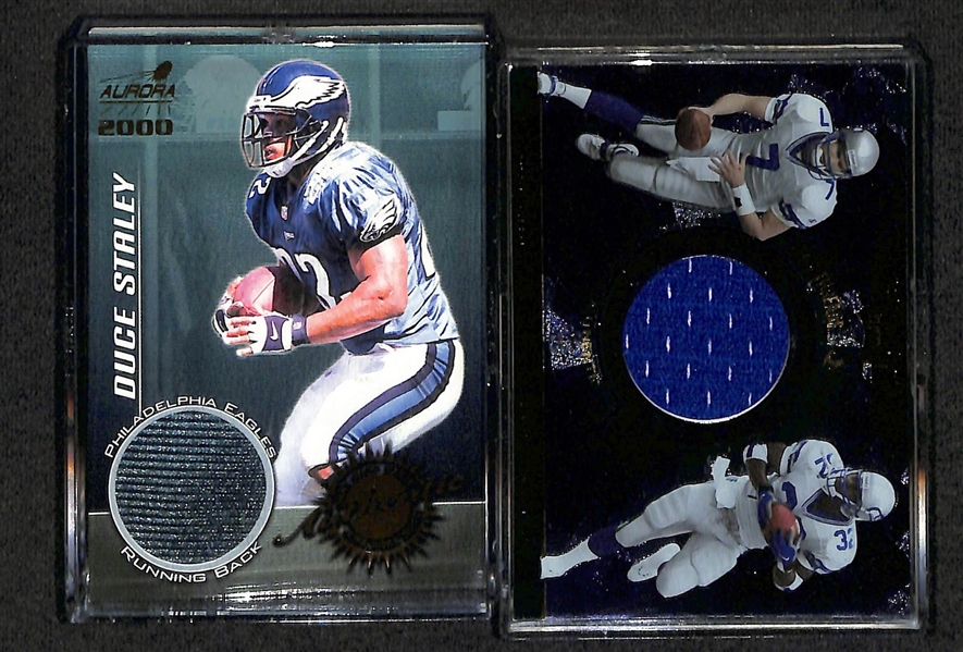 Lot of (14) Football Relic Memorabilia Cards w. Emmitt Smith &  (2) Jerry Rice