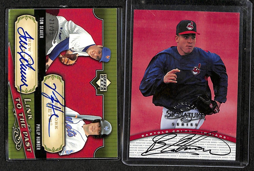 Lot of (33) Autographed Baseball Cards w. Tom Seaver & Bartolo Colon