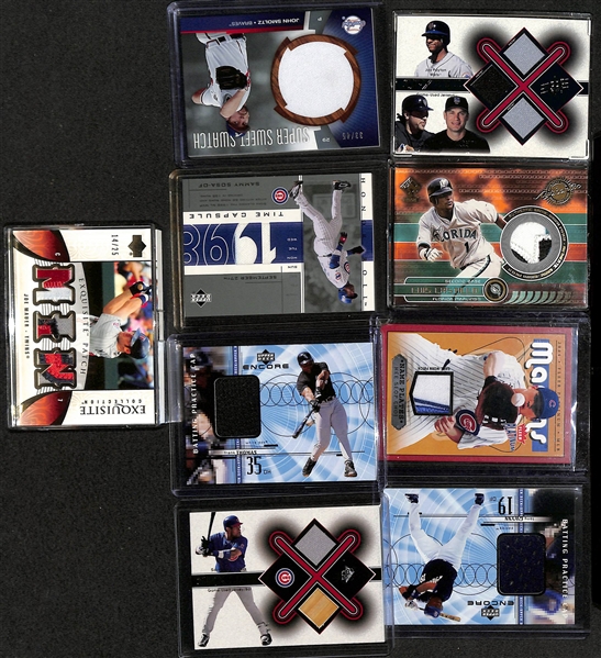 Lot of (18) Game-Used Memorabilia Baseball Cards (some #'d) w. Frank Robinson, Eddie Mathews, & Ken Griffey Jr. 