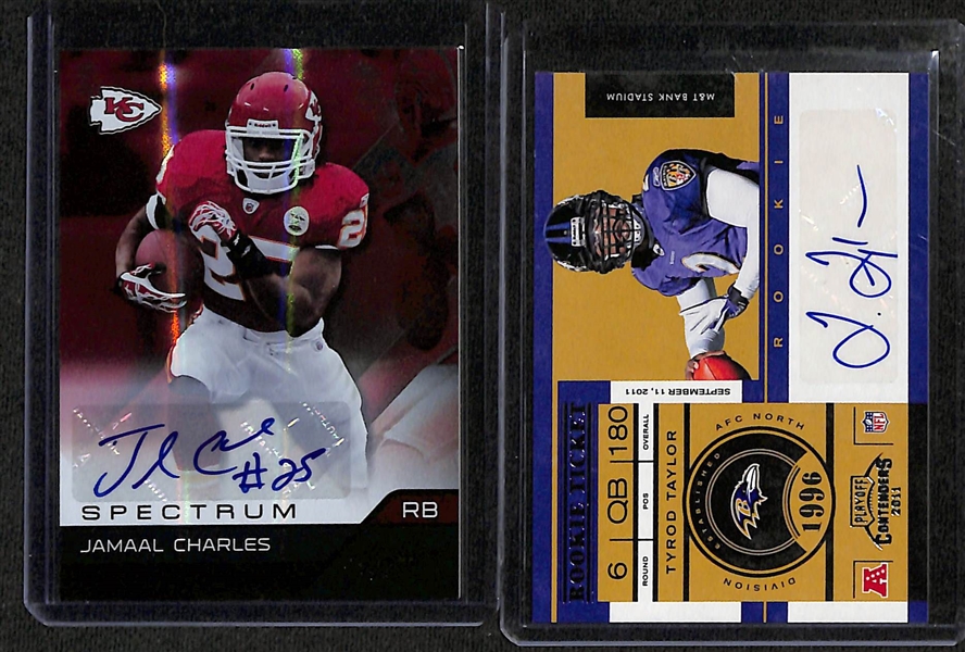 Lot of (35) Autographed Football Cards w. Jamaal Charles & Tyrod Taylor RC