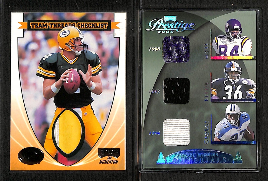 Lot of (14) Relic Football Cards w. Brett Favre, Randy Moss, Jerome Bettis