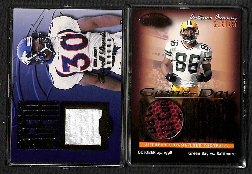 Lot of (14) Relic Football Cards w. Brett Favre, Randy Moss, Jerome Bettis