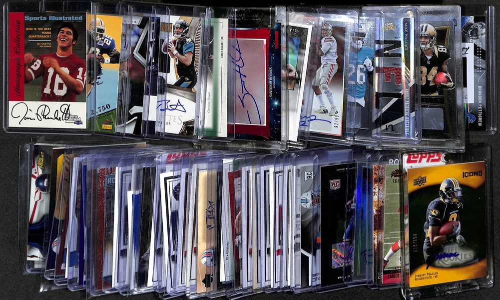 Lot of (49) Autographed Football Cards w. Jim Plunkett, Curtis Martin RC, Dallas Clark