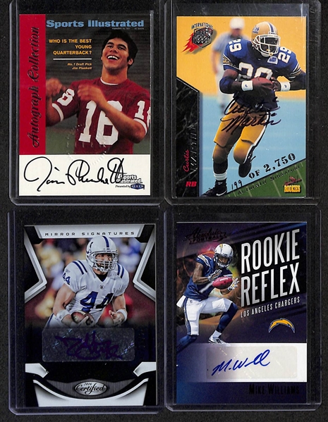 Lot of (49) Autographed Football Cards w. Jim Plunkett, Curtis Martin RC, Dallas Clark