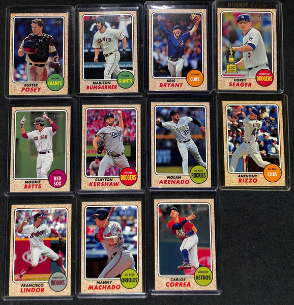 Lot of (39) 2017 Topps Heritage Photo Variation Short Prints inc. Cody Bellinger Rookie, Alex Bregman Rookie, Dansby Swanson Rookie (BGS 9.5), Mike Trout, Bryce Harper, Albert Pujols, +