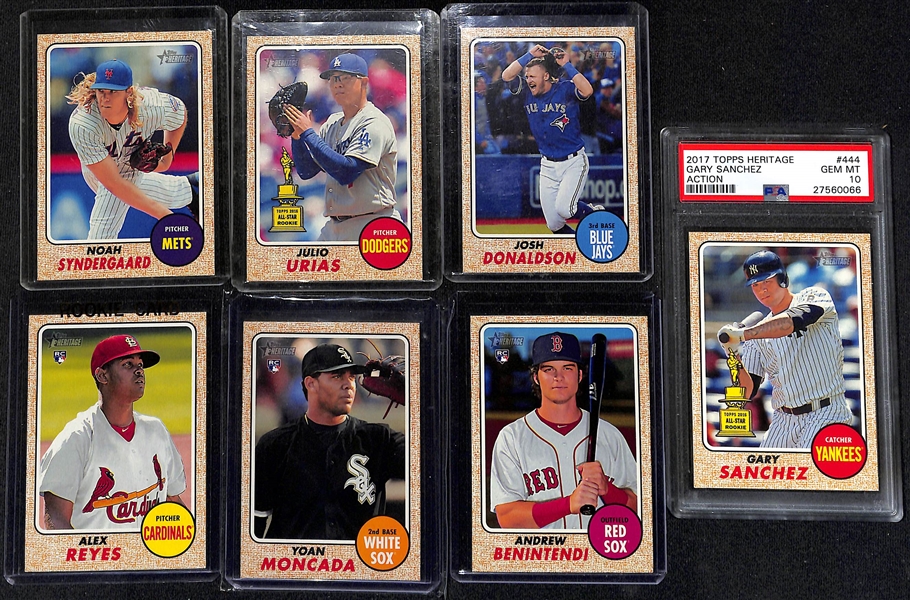Lot of (39) 2017 Topps Heritage Photo Variation Short Prints inc. Cody Bellinger Rookie, Alex Bregman Rookie, Dansby Swanson Rookie (BGS 9.5), Mike Trout, Bryce Harper, Albert Pujols, +