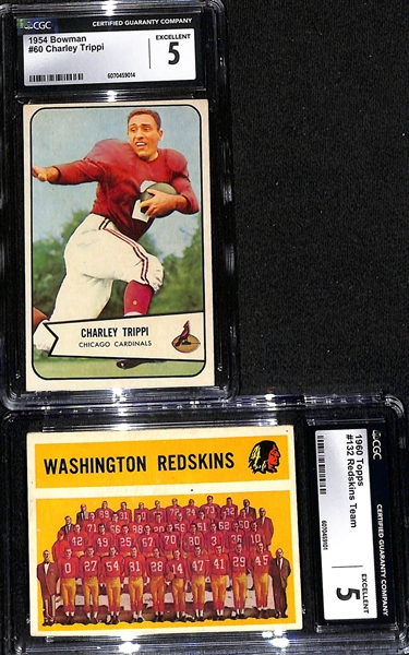 Lot of (5) CGC Graded 1948-'64 Football Cards w. 1948 Leaf George McAfee (HOF) CGC 3.5