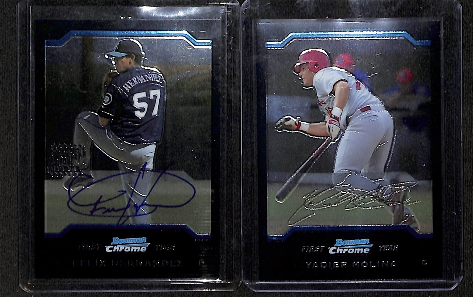2004 Bowman Chrome Baseball Card Set (330 Cards , and 20 Autographed Rookies #331-350) - Inc. Felix Hernandez Rookie Autograph & Yadier Molina Rookie Chrome Base Card