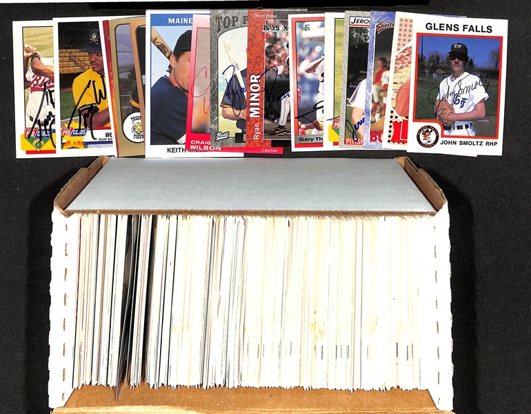 (350+) Signed Minor League Baseball Cards w. John Smoltz, Andujar Cedeno, Nate Espy, Jeromy Burnitz, +(JSA Auction Letter)