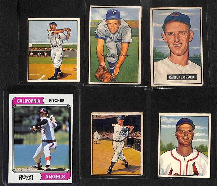 Lot of (40) 1950-57 and 1970-77 Bowman & Topps Baseball Cards w. 1972 Topps Clemente